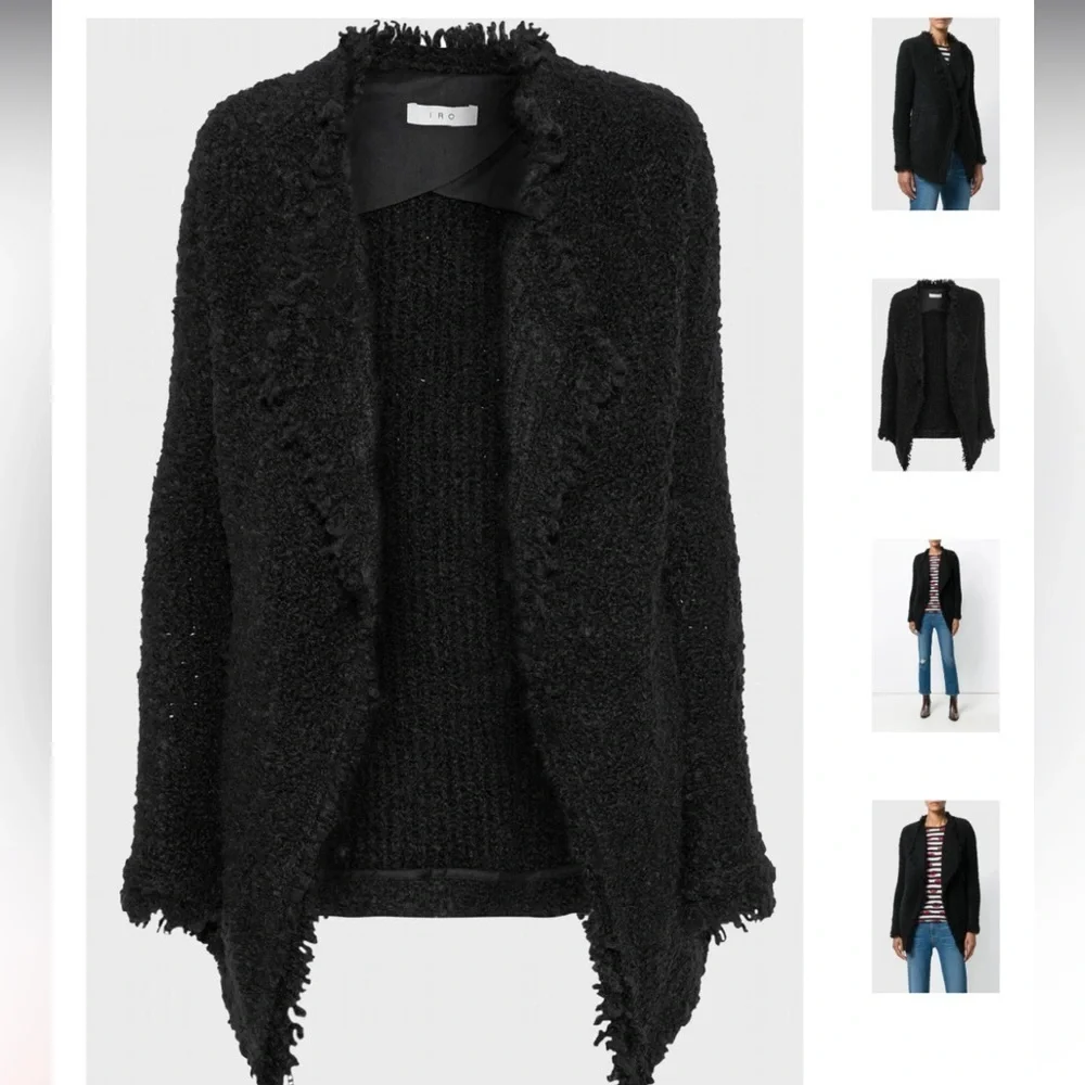 IRO Campbell Frayed Boucle-Knit Jacket